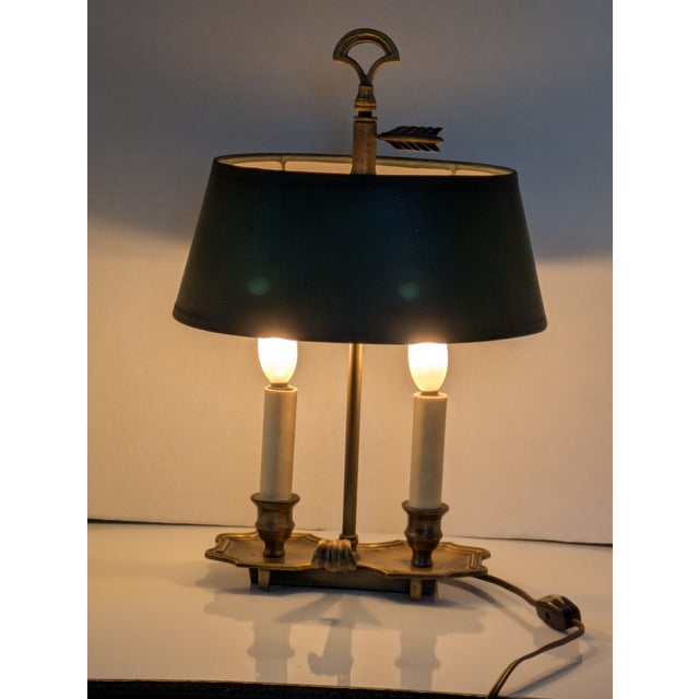 French French Style Bouillette Bouillot Lamp With Green Shade Desk Lamp Circa 1950s For Sale - Image 3 of 11