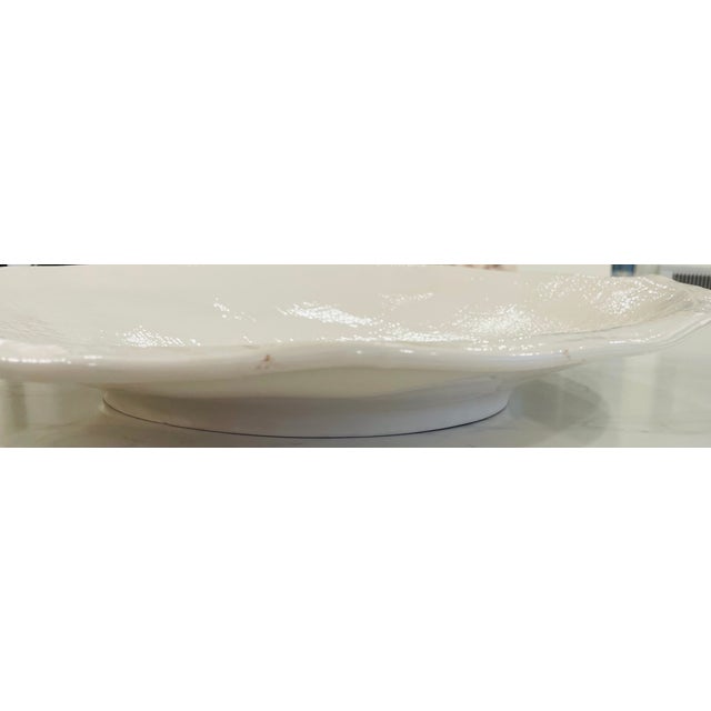 Italian Ceramic Serving Platter - White Linen Texture - Handmade 1990s For Sale - Image 10 of 12