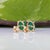 Metal 3.7Ct Zambian Emerald Cabochon Solitaire Stud Earrings in Solid 14k Gold, 9x7mm For Sale - Image 7 of 7