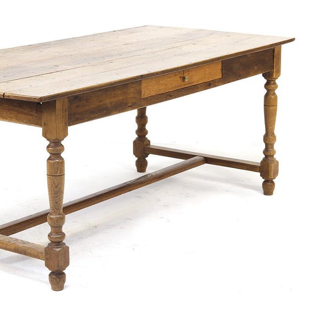 Wood Antique Rustic Farmhouse French Dining Table in Oak, 1890s For Sale - Image 7 of 11