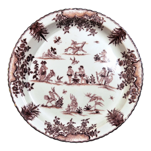 French Faience Massive Shallow Basin in the Style of Moustiers, Edme Samson Et Cie, Paris
