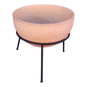 Architectural Pottery Planter With Iron Stand by John Follis, 1950s