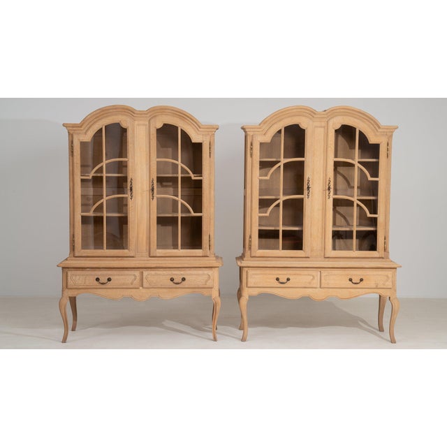 Antique White Mid 20th Century France Louis XV Antique White Wood Display Cabinet For Sale - Image 8 of 11