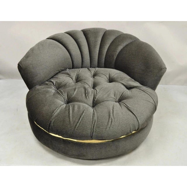Mid-Century Modern Mid Century Modern Large Milo Baughman Style Round Black Club Lounge Chair For Sale - Image 3 of 12