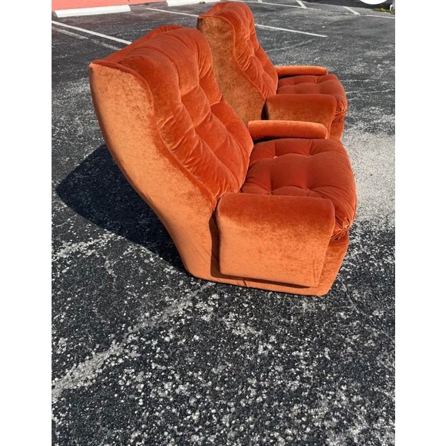 Textile Reupholstered Mid Century Space Age Orchidee Chair Pair, Michael Cadestin for Airborne International For Sale - Image 7 of 11