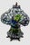 Age: Approx: 30 Years Old Details: Paw Feet Quality Leaded Glass Shade & Base Flame Finial 3 Bulb Light Peacock Motif Un-...