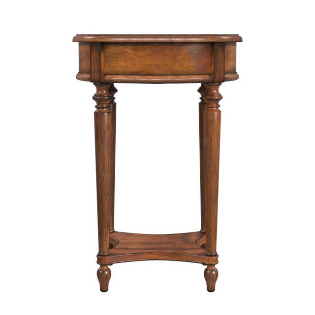 Wood Jules 1 Drawer Round End Table, Medium Brown For Sale - Image 7 of 9