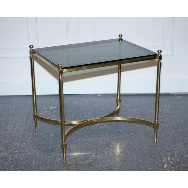 Hollywood Regency French Brass & Smoked Glass Coffee Table, 1960s For Sale - Image 4 of 17