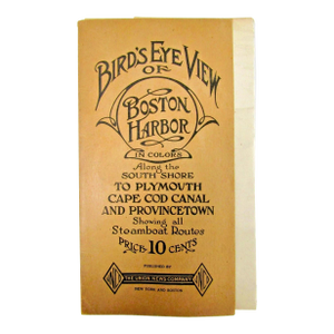 1920 Bird's Eye View of Boston Harbor Showing All Steamboat Routes by Union News