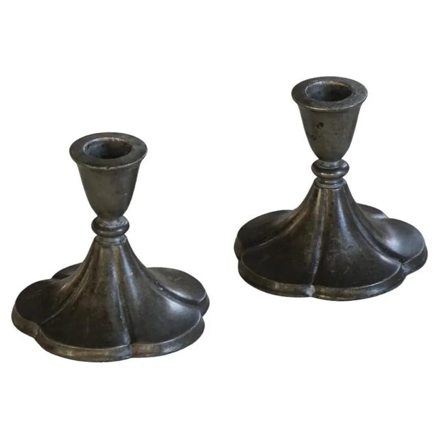 Danish Art Deco Tin Candleholders attributed to Just Andersen, 1930, Set of 2 For Sale - Image 14 of 14