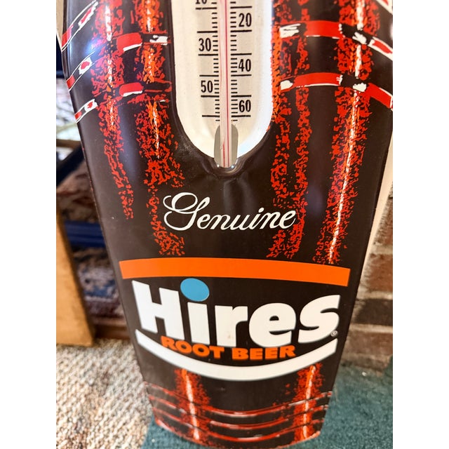 White 1960s Hires Root Beer Bottle Die-Cut Advertising Thermometer – Nos For Sale - Image 8 of 13