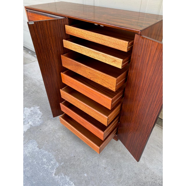 Westnofa Furniture Vintage Danish Westnofa Rosewood Dresser Gentleman's Chest Drawers Highboy For Sale - Image 4 of 14