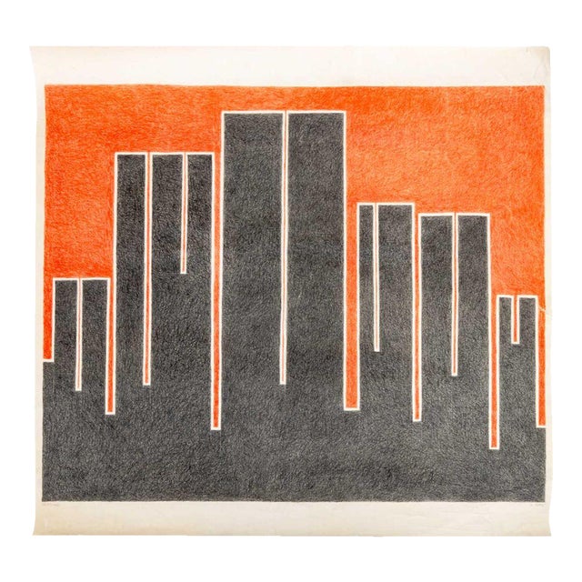 Margot Hoff "Skyline" Mixed Media on Paper For Sale