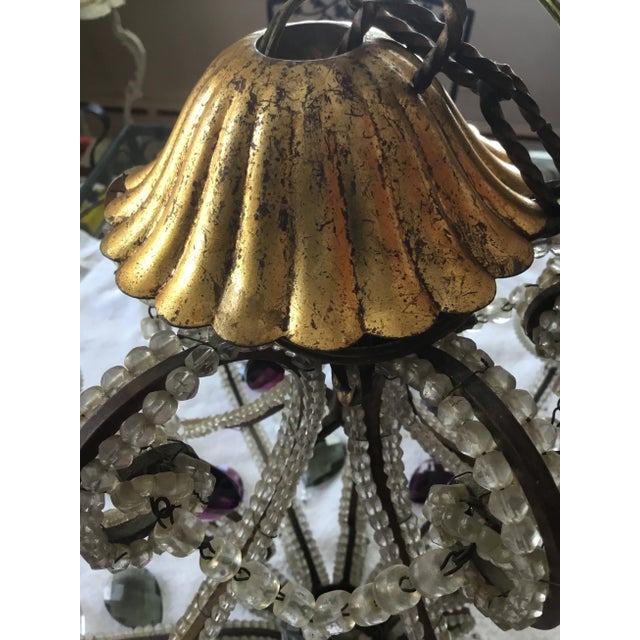 Metal Crystal Chandelier, Transitional Elegance, 10 Arm Candle Style Lights, 35 Crystals For Sale - Image 7 of 9