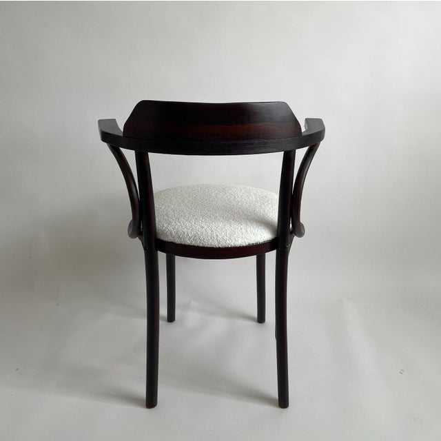 Antique Romanian Bentwood Accent Chair with Cream Boucle Seat For Sale - Image 4 of 16