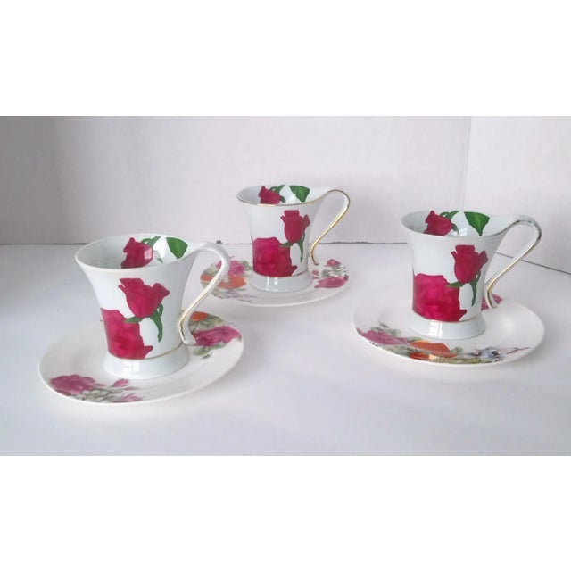 1960s Casati Art Nouveau Demitasse Coffee Cups with Floral Motif- 6 Pieces For Sale - Image 11 of 12