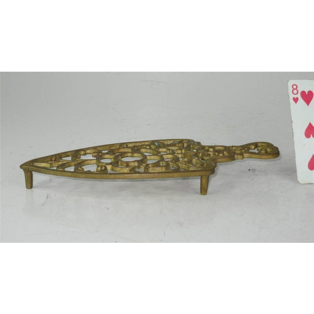 Neoclassical Neoclassical Style Trivet Brass / Bronze Rose Pattern Vintage For Sale - Image 3 of 6