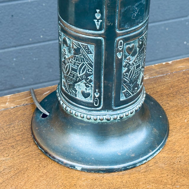 Mid 20th Century Vintage Ace King Queen Poker Playing Cards Game Room Table Lamp For Sale - Image 5 of 12