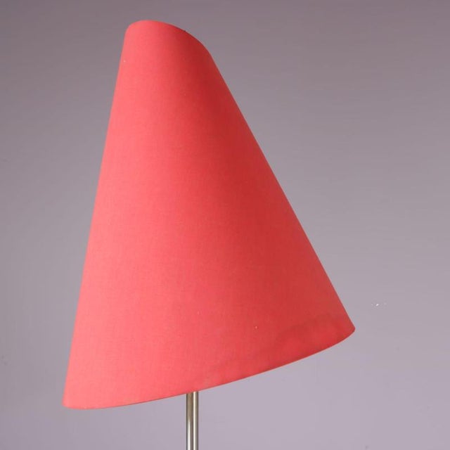 Ceramic Floor Lamp with Red Fabric Hood from Francois Chatain, France, 1970s For Sale - Image 10 of 15