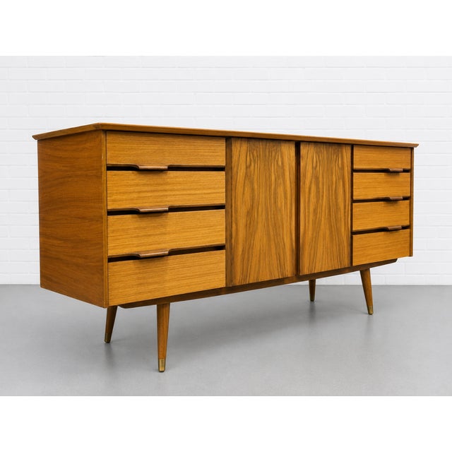 Brown Mid Century Modern African Teak Sideboard | Scandinavian Credenza, Made in England, C. 1960’s For Sale - Image 8 of 17