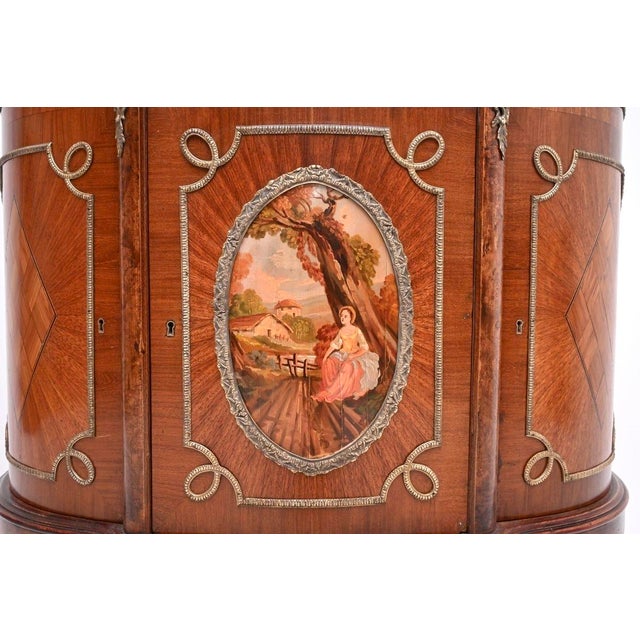 Antique French Marble Top Painted Cabinet, 1920s For Sale - Image 12 of 15