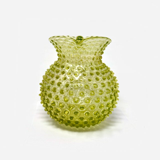 Victorian Antique Victorian Hobbs Brockunier Uranium Glass Hobnail Pitcher For Sale - Image 3 of 7