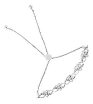 .925 Sterling Silver Diamond Accent Interlocking Infinity and Heart 4���-10��� Adjustable Bolo Tennis Bolo Bracelet (H-I Color, I2-I3 Clarity)