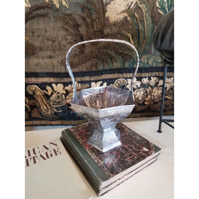 Silver Antique Dutch Style Silver Plated Basket For Sale - Image 8 of 11