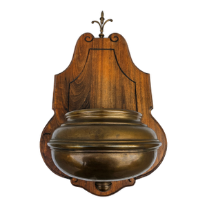 Italian Copper and Wood Wall Pocket Cachepot
