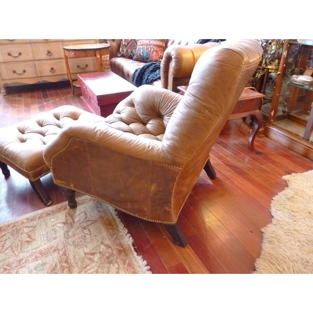 Cognac Leather Sleepy Hollow Chair and Ottoman Chairish