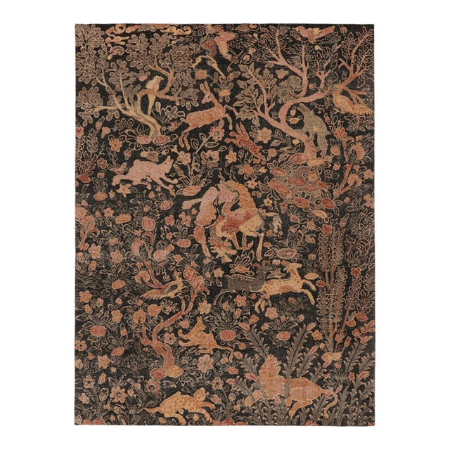 Modern Classics Persian Hunting Narrative Distressed Rug by Rug & Kilim, India For Sale