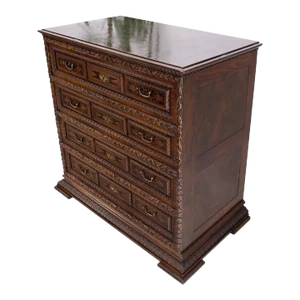 Heavily Carved Spanish Style 4 Drawers Commode Chest of Drawers Dresser Cabinet