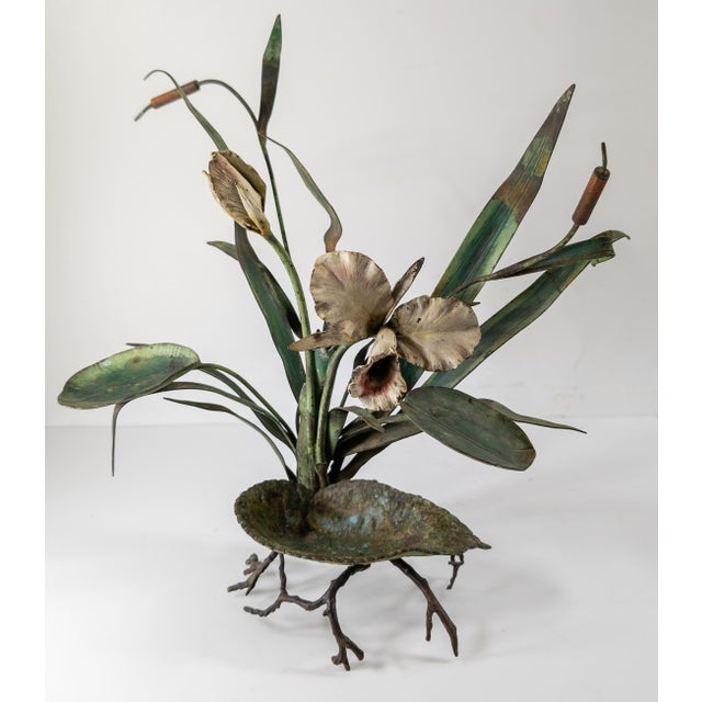 Shabby Chic 19th Century Austrian or French Cold Painted Tole Floral Centerpiece For Sale - Image 3 of 12