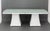 Skyline Design Glass Top Dining Table, on white plastic base with central slot for umbrella. 29.5" H x 86" W x 43" D....