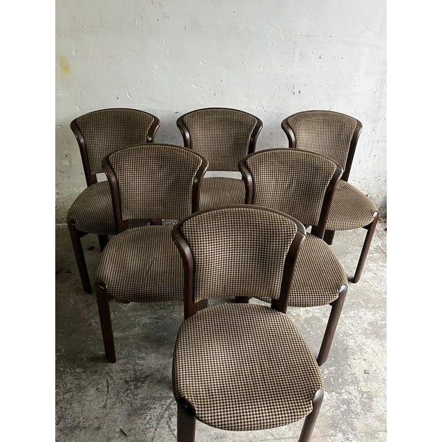 Vintage Curved-Back Dining Chairs, 1970s, Set of 6 For Sale - Image 3 of 9