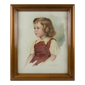 Portrait of Young Girl Gouache Painting by Max Moreau