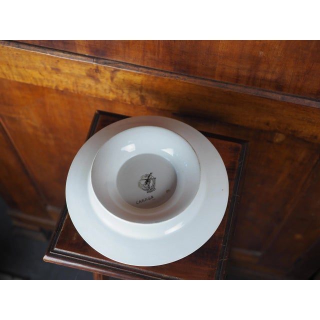 1950s French Orchies Moulin Des Loups Orange and Blue Cake Stand, Flower, Cloud and Fire Pattern For Sale - Image 9 of 11