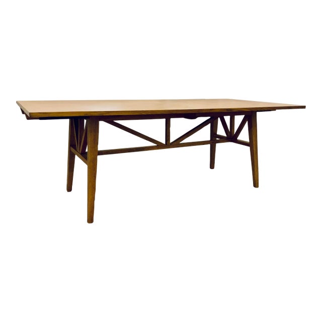 Theodore Alexander Mid-Century Modern Style Light Oak Finished Wood Extending Dining Table For Sale