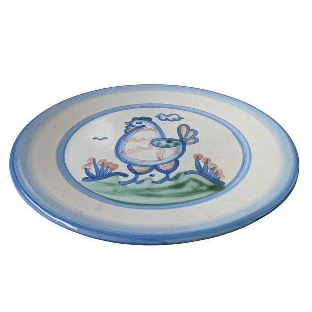 Vintage m.a. Hadley Farmhouse Kitchen Chicken Stoneware Pottery Plate Signed For Sale - Image 10 of 13