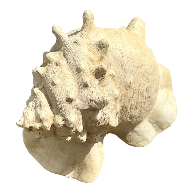 Vintage Monumental Plaster Over Resin Conch Shell For Sale
