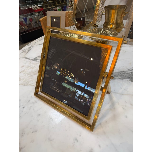 Vintage Italian Adjustable Brass Picture Frame For Sale - Image 4 of 6