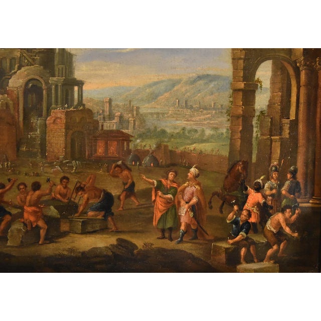 Flemish Artist, Landscape with Tower of Babel, 17th-18th Century, Oil on Canvas, Framed For Sale - Image 10 of 17