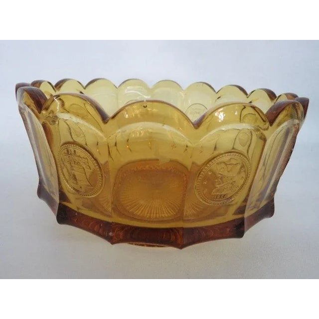 Fostoria Coin Glass Amber Liberty Bell Scalloped Bowl For Sale In Miami - Image 6 of 10
