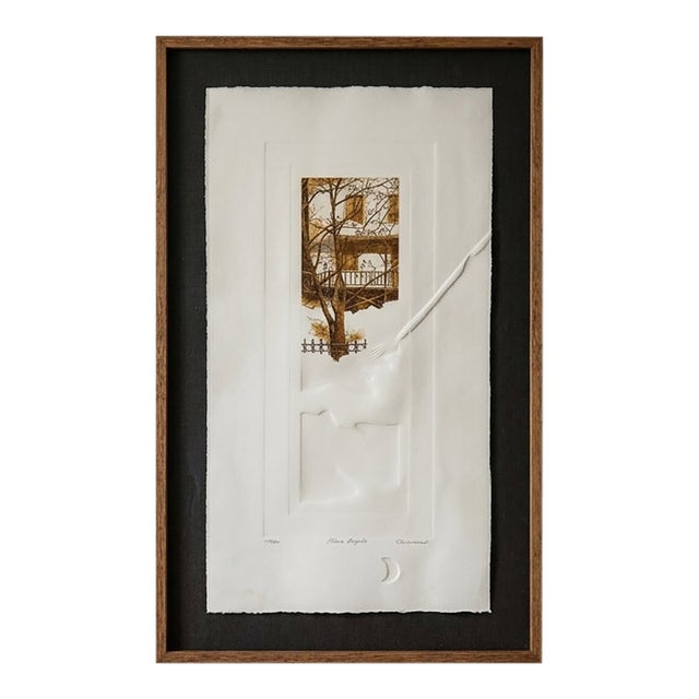 Diane Deneault Signed Limited Edition Embossed Intaglio Etching – "Place Royale, Quebec" – Framed 26.5" X 16" For Sale