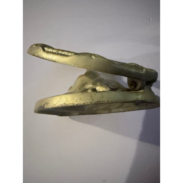 Large 8" Vintage Hollywood Regency Solid Cast Brass Lion Door Knocker – 5 + Pounds For Sale In Houston - Image 6 of 12