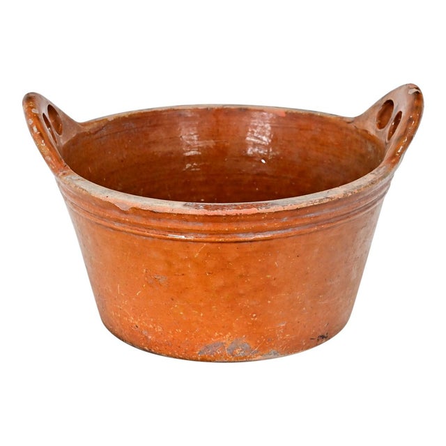 Orange English 19th Century Glazed Terracotta Bowl c. 1880 For Sale - Image 8 of 9