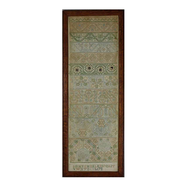 George II Band Sampler, Dated 1678, Stitched by Ev For Sale