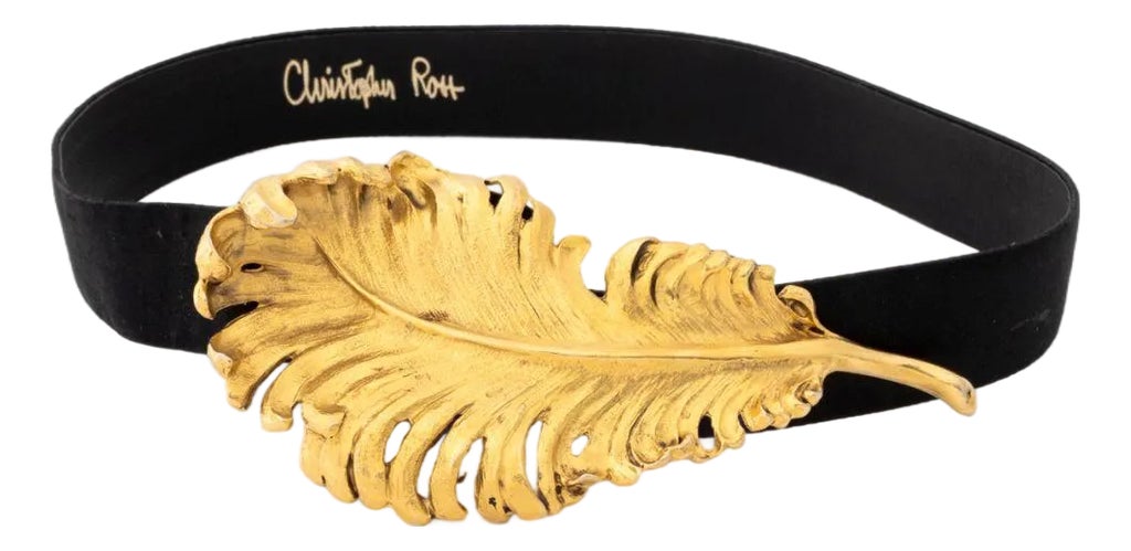 Christopher Ross Gold Plate Feather Belt, 1986 | Chairish display picture 3