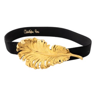Christopher Ross Gold Plate Feather Belt, 1986 For Sale
