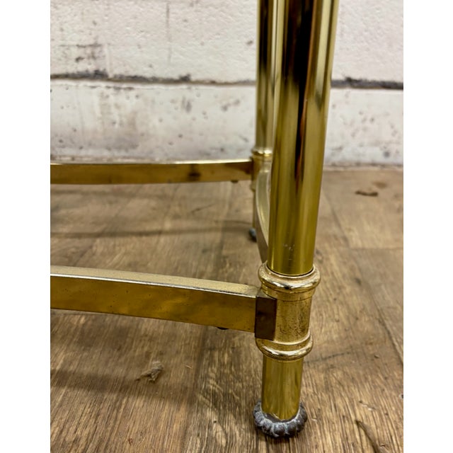 Gold Vintage MCM Hollywood Regency Labarge Style Gold Lacquered and Glass Side Table For Sale - Image 8 of 9